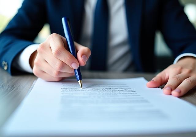 Professional lawyer reviewing a document contrasting a generic template with a bespoke legal draft
