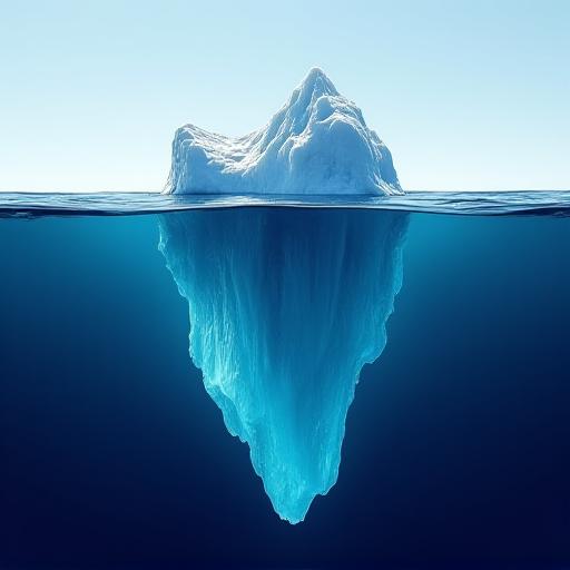 Concept image of an iceberg representing hidden risks in legal documents